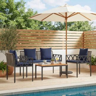 vidaXL Σετ Εξωτερικών Επίπλων 4 τμχ. Γκρι και Navy Blue