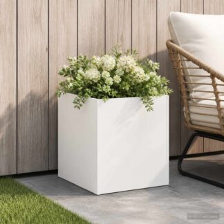 vidaXL Γλάστρα Κήπου Λευκό 35 x 35 x 35 cm Ψυχρής έλασης χάλυβας