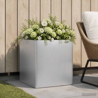 vidaXL Γλάστρα Κήπου Ασημί 35 x 35 x 35 cm Γαλβανισμένος Χάλυβας