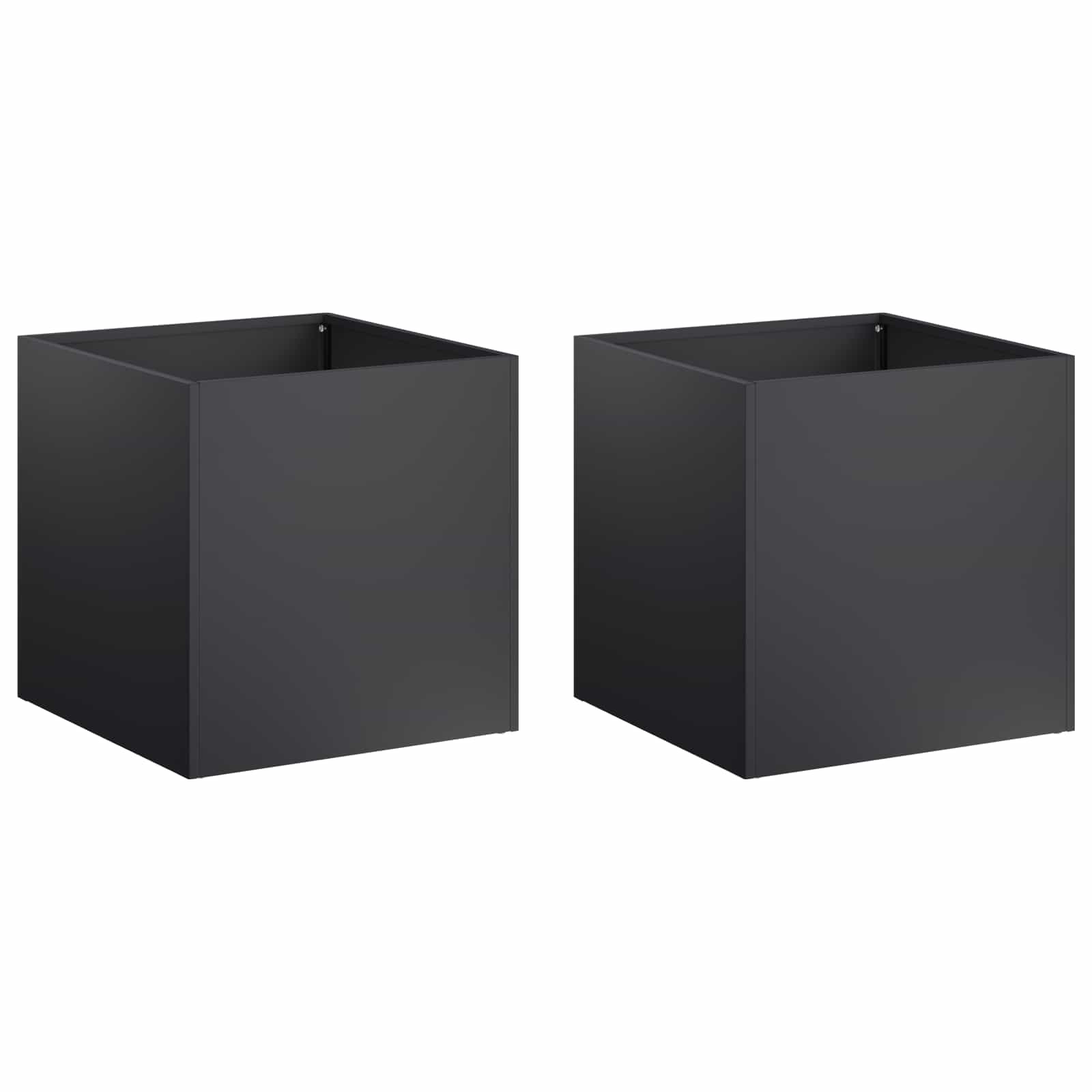 vidaXL Γλάστρα Κήπου 2 τμχ. Μαύρο 45 x 45 x 45 cm - Image 2