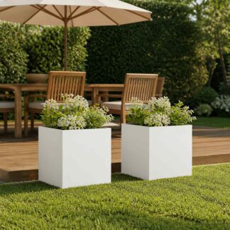 vidaXL Γλάστρα Κήπου 2 τμχ. Λευκό 45 x 45 x 45 cm