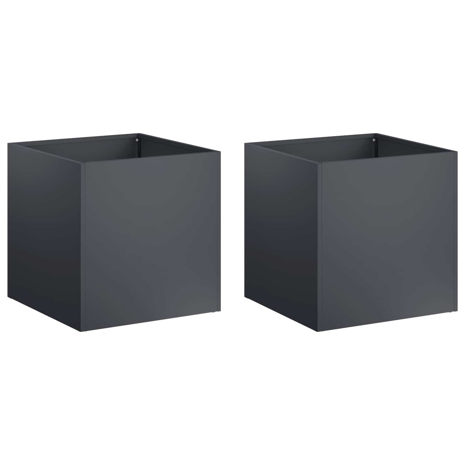 vidaXL Γλάστρα Κήπου 2 τμχ. Ανθρακί 45 x 45 x 45 cm - Image 2
