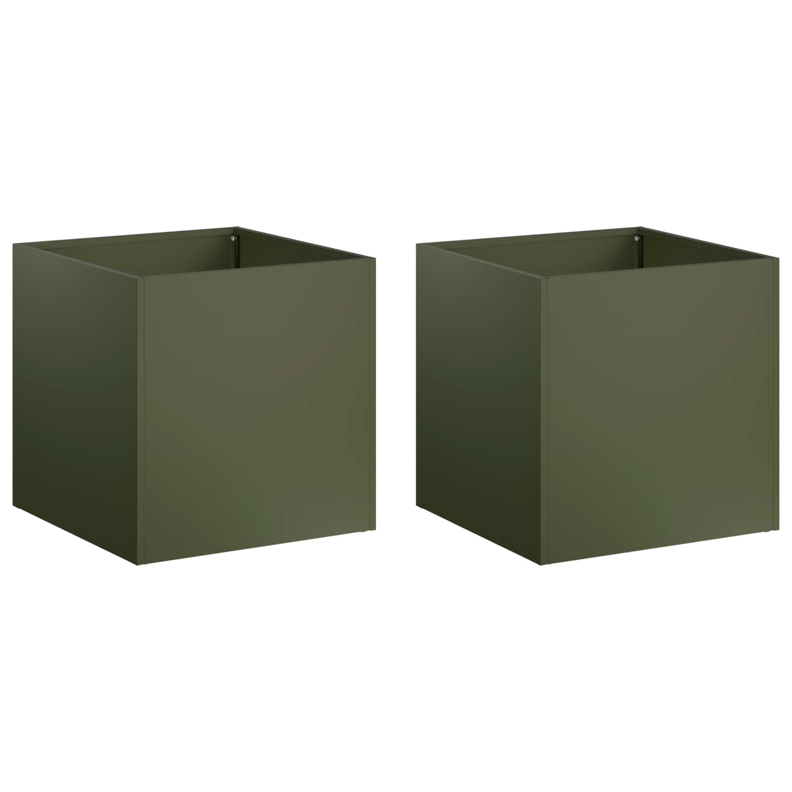 vidaXL Γλάστρα Κήπου 2 τμχ. Λαδί 45 x 45 x 45 cm Ψυχρής έλασης χάλυβας - Image 2