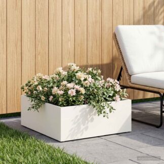vidaXL Γλάστρα Κήπου Λευκό 40 x 40 x 20 cm Ψυχρής έλασης χάλυβας