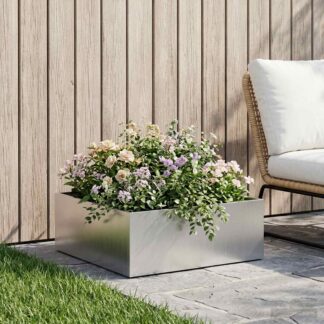 vidaXL Γλάστρα Κήπου Ασημί 40 x 40 x 20 cm Ανοξείδωτο Ατσάλι
