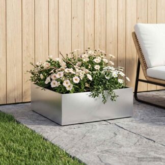 vidaXL Γλάστρα Κήπου Ασημί 40 x 40 x 20 cm Γαλβανισμένος Χάλυβας