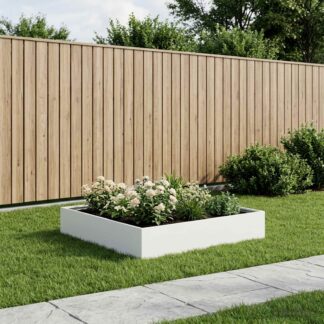 vidaXL Γλάστρα Κήπου Λευκό 80 x 80 x 20 cm Ψυχρής έλασης χάλυβας