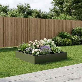 vidaXL Γλάστρα Κήπου Λαδί 80 x 80 x 20 cm Ψυχρής έλασης χάλυβας