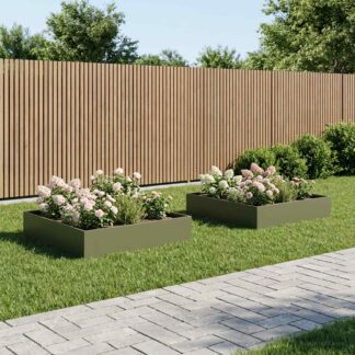 vidaXL Γλάστρα Κήπου 2 τμχ. Λαδί 80 x 80 x 20 cm Ψυχρής έλασης χάλυβας