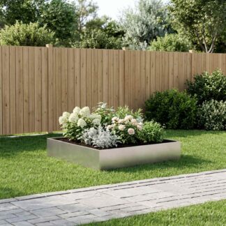 vidaXL Γλάστρα Κήπου Ασημί 80 x 80 x 20 cm Ανοξείδωτο Ατσάλι