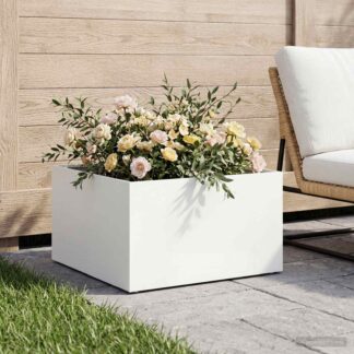 vidaXL Γλάστρα Κήπου Λευκό 40 x 40 x 30 cm Ψυχρής έλασης χάλυβας
