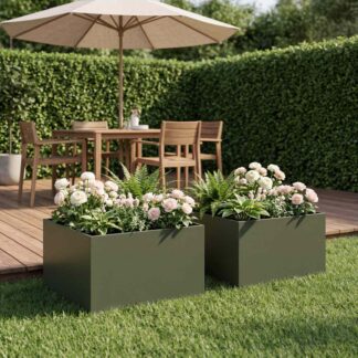 vidaXL Γλάστρα Κήπου 2 τμχ. Λαδί 40 x 40 x 30 cm Ψυχρής έλασης χάλυβας