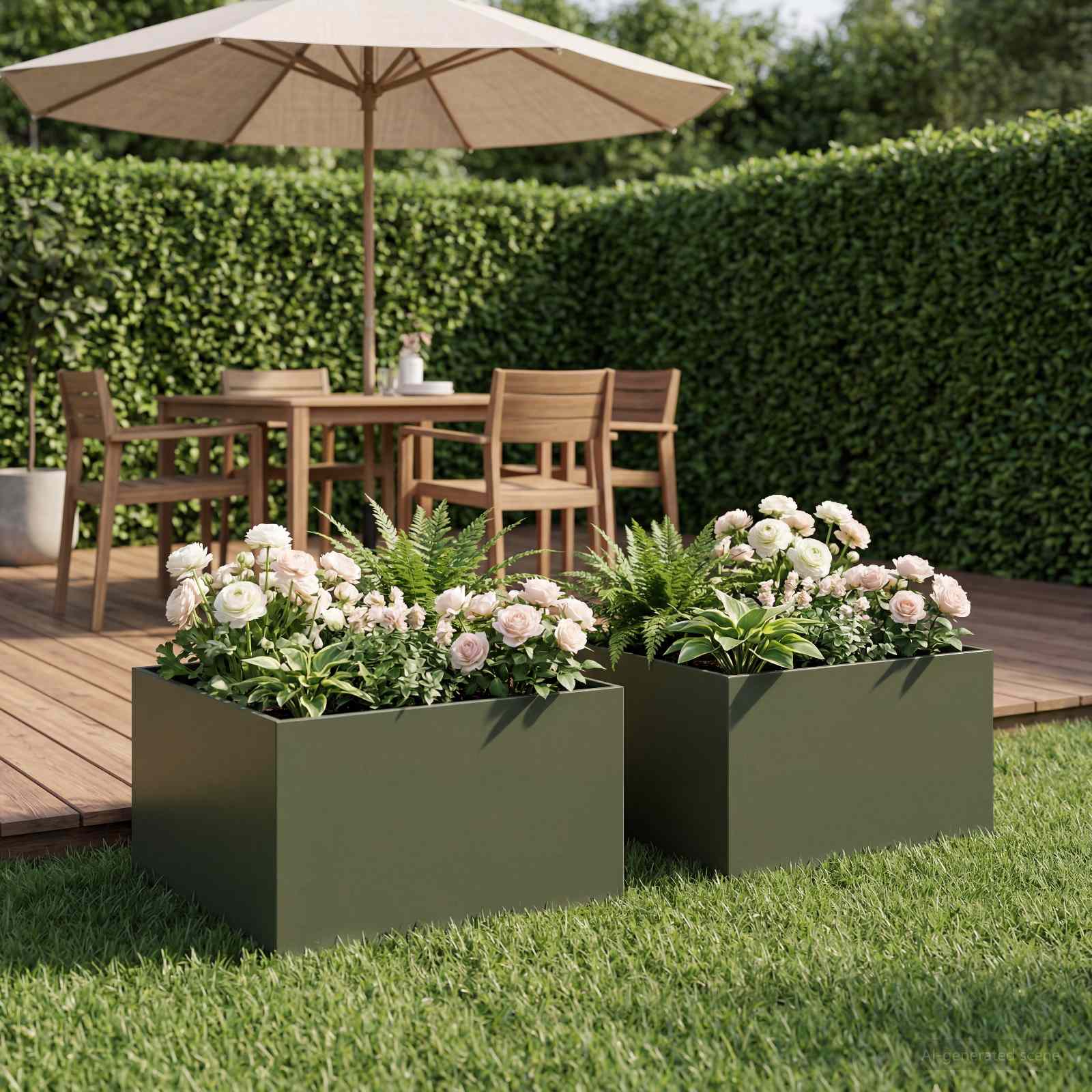vidaXL Γλάστρα Κήπου 2 τμχ. Λαδί 40 x 40 x 30 cm Ψυχρής έλασης χάλυβας