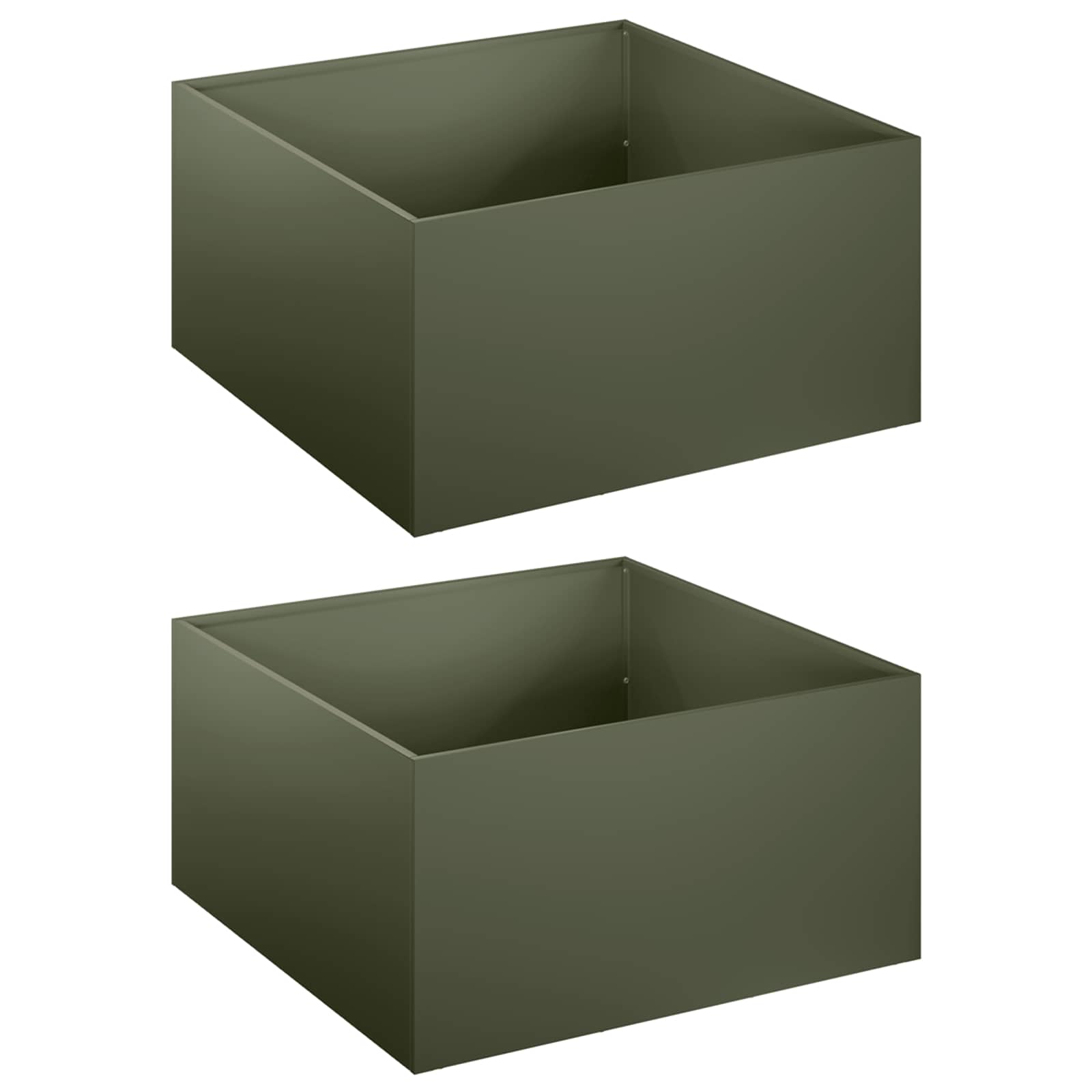 vidaXL Γλάστρα Κήπου 2 τμχ. Λαδί 40 x 40 x 30 cm Ψυχρής έλασης χάλυβας - Image 2