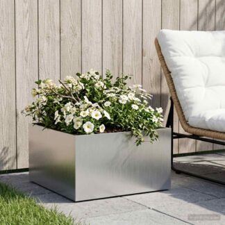 vidaXL Γλάστρα Κήπου Ασημί 40 x 40 x 30 cm Ανοξείδωτο Ατσάλι