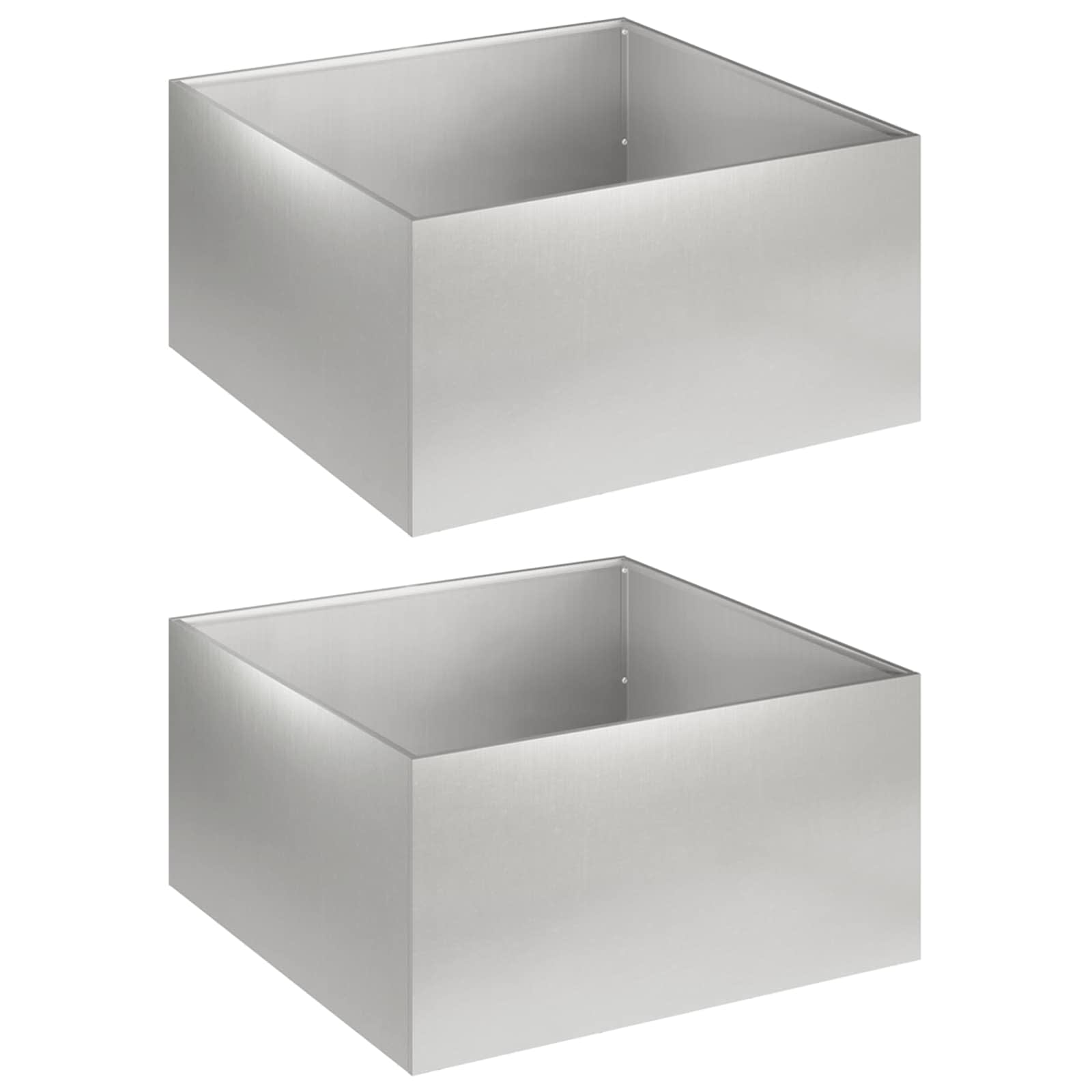 vidaXL Γλάστρα Κήπου 2 τμχ. Ασημί 40 x 40 x 30 cm Ανοξείδωτο Ατσάλι - Image 2