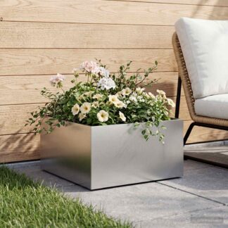vidaXL Γλάστρα Κήπου Ασημί 60 x 60 x 30 cm Γαλβανισμένος Χάλυβας