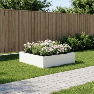 vidaXL Γλάστρα Κήπου Λευκό 80 x 80 x 30 cm Ψυχρής έλασης χάλυβας