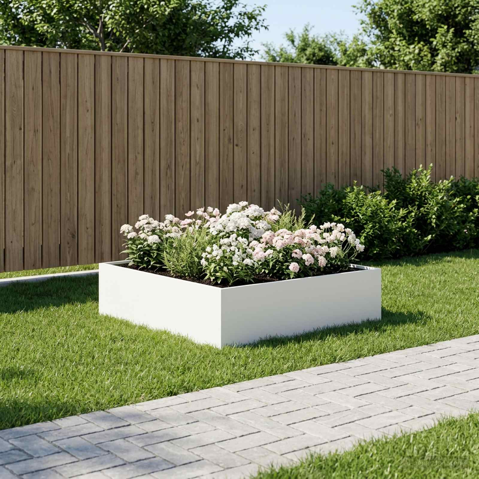 vidaXL Γλάστρα Κήπου Λευκό 80 x 80 x 30 cm Ψυχρής έλασης χάλυβας