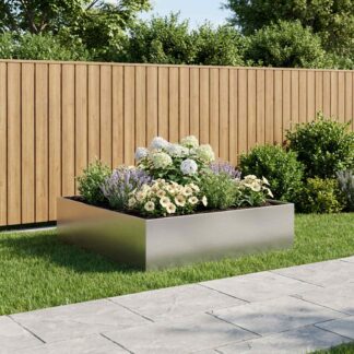 vidaXL Γλάστρα Κήπου Ασημί 80 x 80 x 30 cm Ανοξείδωτο Ατσάλι
