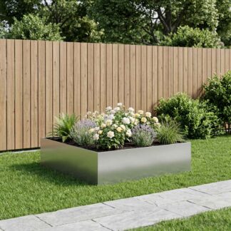 vidaXL Γλάστρα Κήπου Ασημί 80 x 80 x 30 cm Γαλβανισμένος Χάλυβας