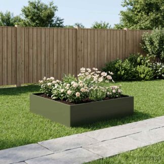 vidaXL Γλάστρα Κήπου Λαδί 100 x 100 x 30 cm Ψυχρής έλασης χάλυβας