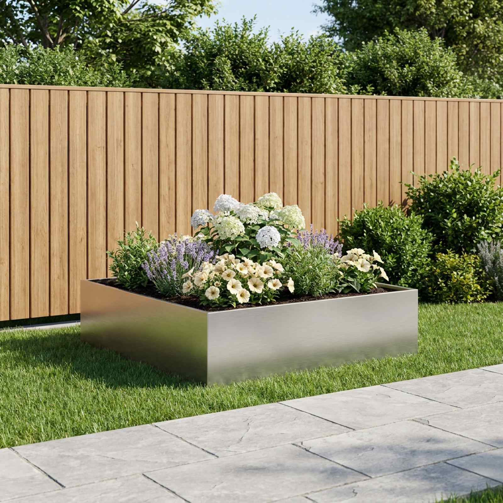 vidaXL Γλάστρα Κήπου Ασημί 100 x 100 x 30 cm Ανοξείδωτο Ατσάλι