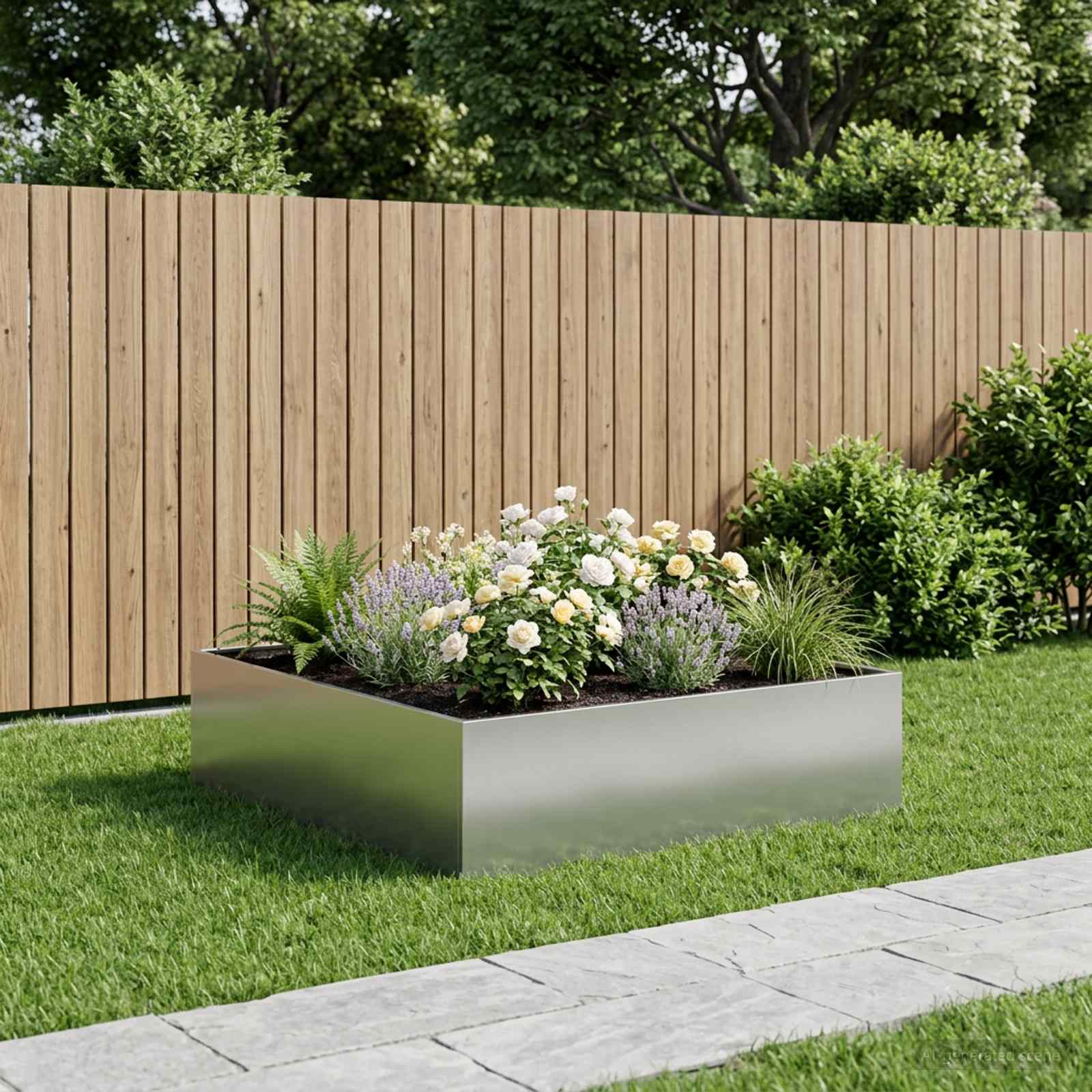 vidaXL Γλάστρα Κήπου Ασημί 100 x 100 x 30 cm Γαλβανισμένος Χάλυβας