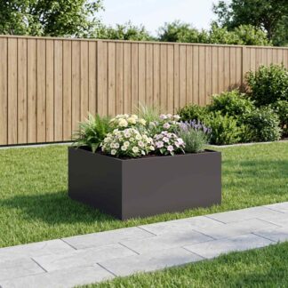 vidaXL Γλάστρα Κήπου Μαύρο 60 x 60 x 40 cm Ψυχρής έλασης χάλυβας