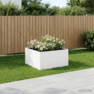 vidaXL Γλάστρα Κήπου Λευκό 60 x 60 x 40 cm Ψυχρής έλασης χάλυβας