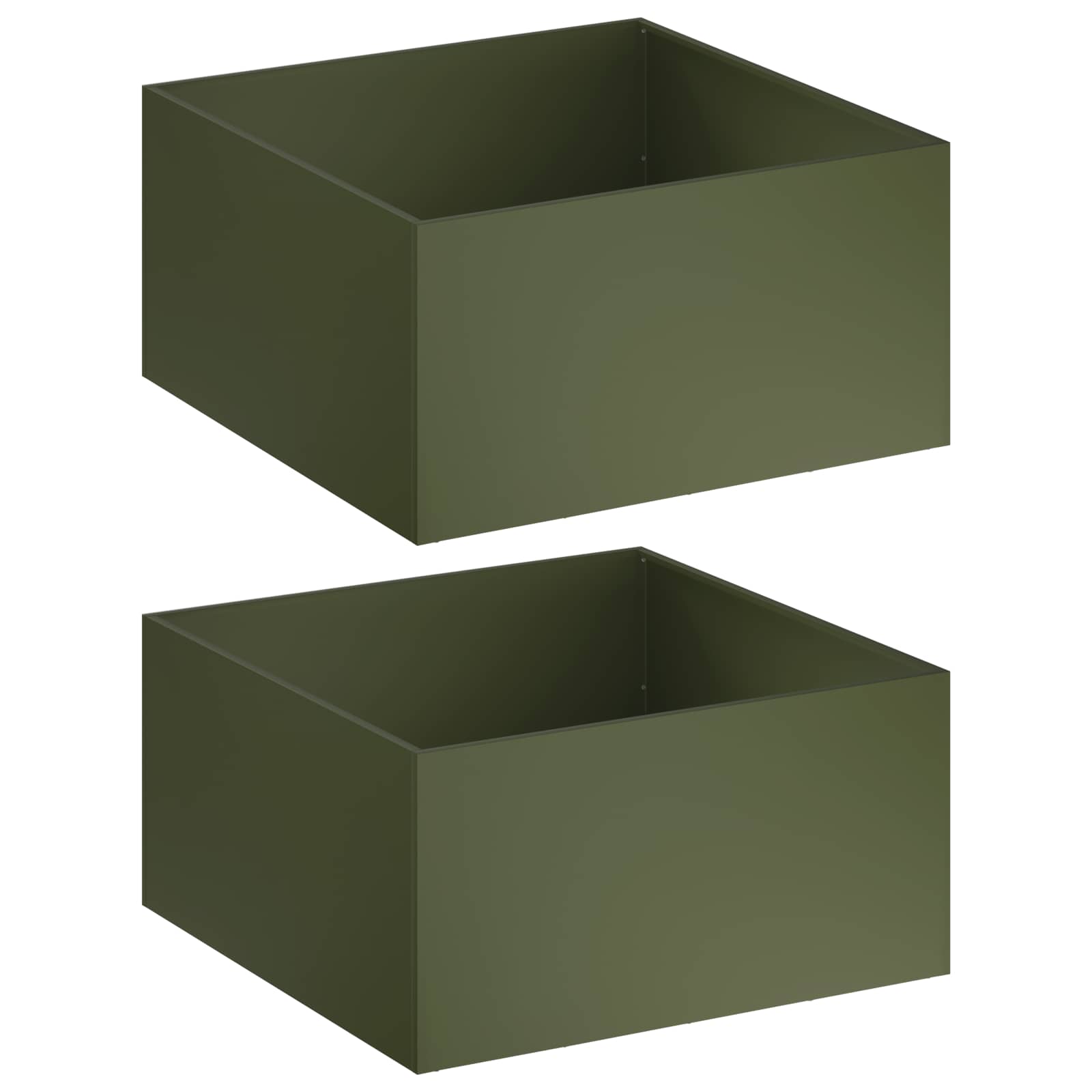 vidaXL Γλάστρα Κήπου 2 τμχ. Λαδί 60 x 60 x 40 cm Ψυχρής έλασης χάλυβας - Image 2