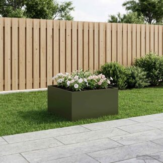 vidaXL Γλάστρα Κήπου Λαδί 80 x 80 x 40 cm Ψυχρής έλασης χάλυβας
