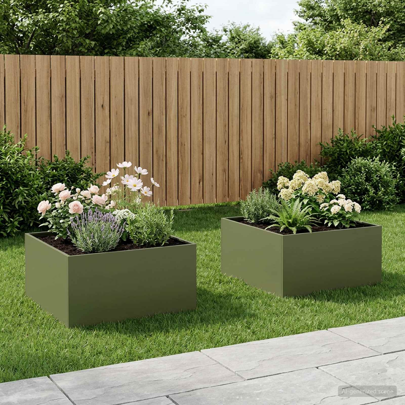 vidaXL Γλάστρα Κήπου 2 τμχ. Λαδί 80 x 80 x 40 cm Ψυχρής έλασης χάλυβας
