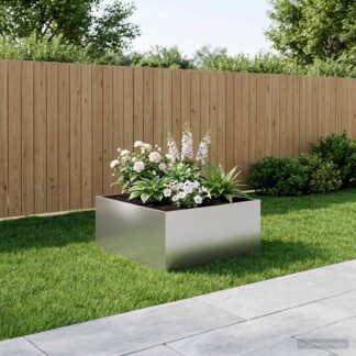 vidaXL Γλάστρα Κήπου Ασημί 100 x 100 x 40 cm Γαλβανισμένος Χάλυβας