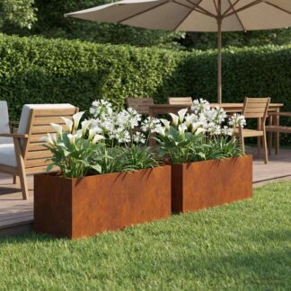 vidaXL Γλάστρα Κήπου 2 τμχ. Σκ rusty 60 x 20 x 20 εκ.