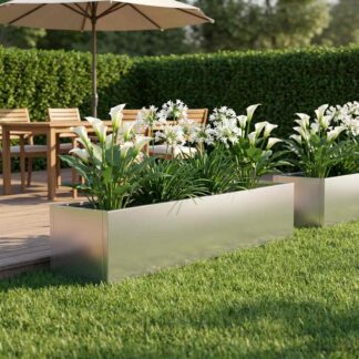 vidaXL Γλάστρα Κήπου Ασημί 100 x 20 x 20 εκ. Γαλβανισμένος Χάλυβας