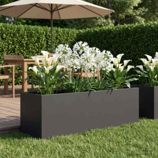vidaXL Γλάστρα Κήπου Μαύρο 80 x 30 x 30 εκ Ψυχρής έλασης χάλυβας