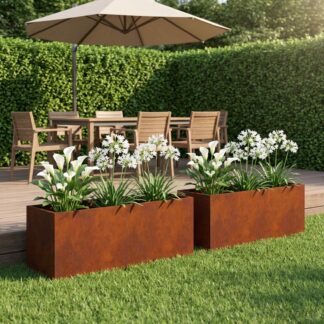 vidaXL Γλάστρα Κήπου 2 τμχ. Σκ rusty 80 x 30 x 30 εκ
