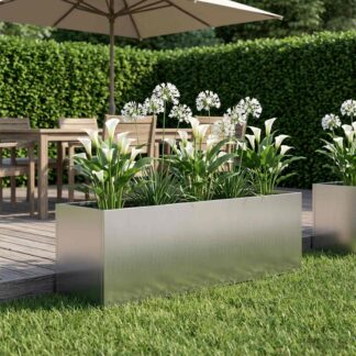 vidaXL Γλάστρα Κήπου Ασημί 100 x 30 x 30 cm Γαλβανισμένος Χάλυβας