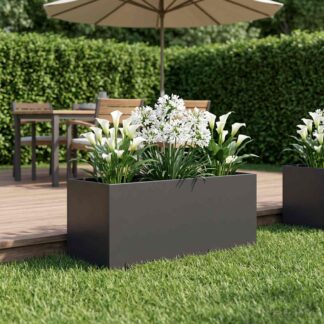 vidaXL Γλάστρα Κήπου Μαύρο 80 x 40 x 40 cm Ψυχρής έλασης χάλυβας
