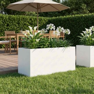 vidaXL Γλάστρα Κήπου Λευκό 80 x 40 x 40 cm Ψυχρής έλασης χάλυβας