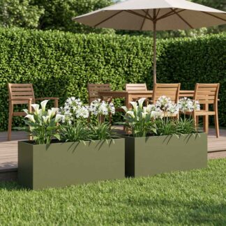 vidaXL Γλάστρα Κήπου 2 τμχ. Λαδί 80 x 40 x 40 cm Ψυχρής έλασης χάλυβας