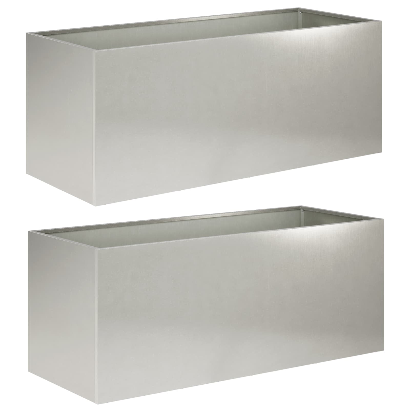 vidaXL Γλάστρα Κήπου 2 τμχ. Ασημί 80 x 40 x 40 cm Ανοξείδωτο Ατσάλι - Image 2