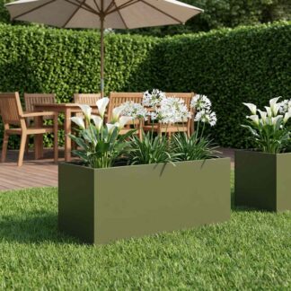 vidaXL Γλάστρα Κήπου Λαδί 100 x 40 x 40 cm Ψυχρής έλασης χάλυβας