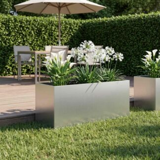 vidaXL Γλάστρα Κήπου Ασημί 100 x 40 x 40 cm Γαλβανισμένος Χάλυβας