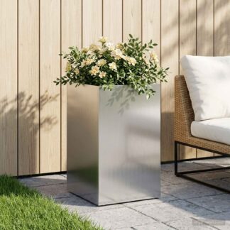 vidaXL Γλάστρα Κήπου Ασημί 30 x 30 x 40 cm Γαλβανισμένος Χάλυβας