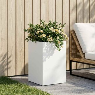 vidaXL Γλάστρα Κήπου Λευκό 30 x 30 x 50 cm Ψυχρής έλασης χάλυβας