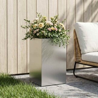 vidaXL Γλάστρα Κήπου Ασημί 30 x 30 x 50 cm Ανοξείδωτο Ατσάλι