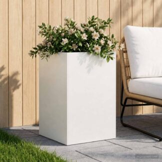 vidaXL Γλάστρα Κήπου Λευκό 40 x 40 x 75 cm Ψυχρής έλασης χάλυβας