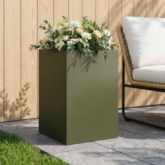 vidaXL Γλάστρα Κήπου Λαδί 40 x 40 x 75 cm Ψυχρής έλασης χάλυβας